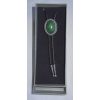 Bolo krawat western Zielony z Greenstone w owalu na plecionce ze skóry naturalnej (id: 2504)