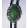 Bolo krawat western Zielony z Greenstone w owalu na plecionce ze skóry naturalnej (id: 2504)