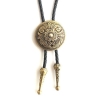 Concho 32mm wzór roślinny brązowy krawat bolo western (id: 1106)