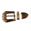 Westernowa klamra z głową byka longhorn i gwiazdą+szlufka+końcówka do paska 40mm mosiądzowana (id: 1151)