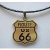 ROUTE 66  zawieszka brązowa z naszyjnikiem ze skóry naturalnej (id: 505)