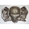 Czaszka skull tłoki koty kości duża klamra 3D stare srebro (id: 2348)