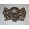 Czaszka skull tłoki koty kości duża klamra 3D stare srebro (id: 2348)