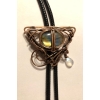 Labradoryt w mosiądzu krawat bolo rękodzieło plecionka skóra naturalna hand made (id: 1512)