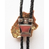 Złota głowa WILKA 3D krawat bolo western (id: 2524)