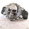 Skull czaszka bransoletka 3D ze stali jubilerskiej 316L i skóry (id: 66)