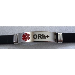 0 Rh+ bransoletka ze stali chirurgicznej 316L z kauczukiem (id: 670)