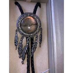 Bolo posrebrzane z Labradorytem w stylu western (id: 2512)