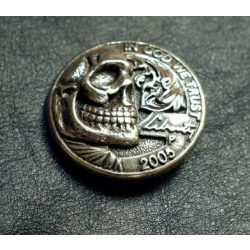 Concho czaszka z mosiądzu platerowae srebrem na śrubkę skull (id: 910)