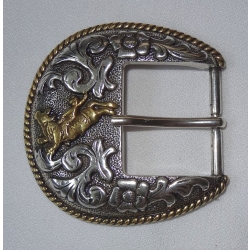 Klamra ozdobna western RODEO platerowana srebrem i złotem do paska 38mm (id: 1767)