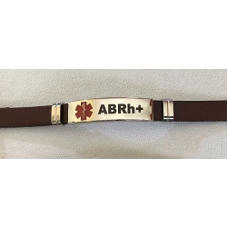 AB Rh+ bransoletka ze skóry naturalnej i stali chirurgicznej 316L (id: 680)