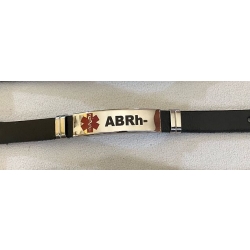 AB Rh- bransoletka ze skóry naturalnej i stali chirurgicznej 316L (id: 681)