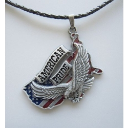 AMERICAN PRIDE USA zawieszka z naszyjnikiem ze skóry naturalnej (id: 502)