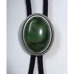 Bolo krawat western Zielony z Greenstone w owalu na plecionce syntetycznej (id: 2483)