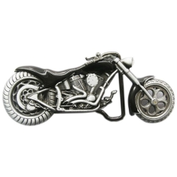 Motocykl chopper bobber czarny z ruchomym przednim kołem klamra 3D (id. 2907)