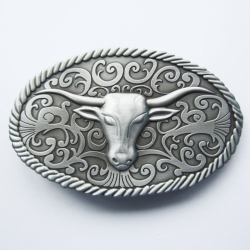 Bawół Longhorn klamra western stare srebro (id: 2419)