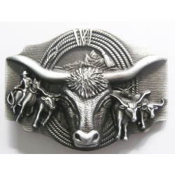 Bawół Longhorn lasso rodeo klamra western stare srebro (id: 2425)