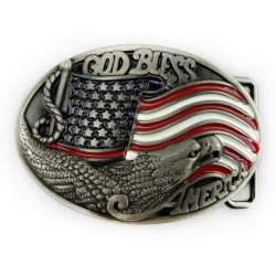 GOD BLESS AMERICA klamra stare srebro z kolorami (id: 1235)