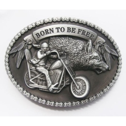Born To Be Free chopper z wilkiem klamra stare srebro (id: 147)