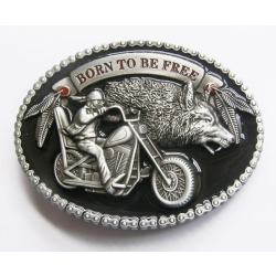 Born To Be Free chopper z wilkiem klamra stare srebro kolory (id: 149)