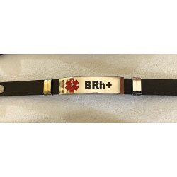 B Rh+ bransoletka ze skóry naturalnej i stali chirurgicznej 316L (id: 682)