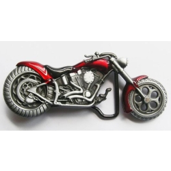 Motocykl chopper bobber czerwono czarny z ruchomym przednim kołem klamra 3D (id. 2909)