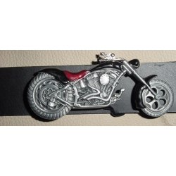 Motocykl chopper bobber czarno bordowy z ruchomym przednim kołem klamra 3D (id. 2910)