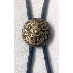 Concho 32mm wzór roślinny brązowy krawat bolo western (id: 1106)
