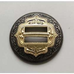 CONCHO OKRĄGŁE 32mm stare srebro ze złotymi dodatkami guzik (id: 3060)
