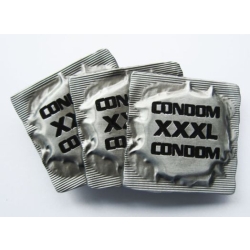 Condom XXXL klamra stare srebro z czarnym napisem (id: 156)