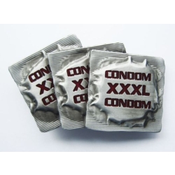 Condom XXXL klamra stare srebro z czerwonym napisem (id: 153)