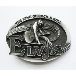 Elvis King of Rock'roll klamra muzyczna do paska stare srebro (id: 2988)