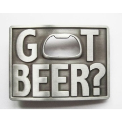 GOT BEER? klamra do pasa z otwieraczem stare srebro (id: 342)