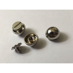 Guzy 12mm półkola ćwieki na śrubkę o długości 8mm nikiel połysk 5szt (id: 977)