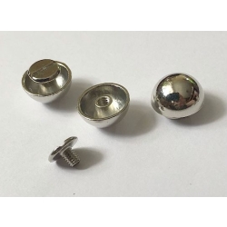 Guzy 15mm półkola ćwieki na śrubkę o długości 5mm nikiel połysk 5szt (id: 978)