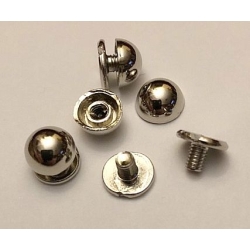 Guzy 8mm półkola ćwieki na śrubkę o długości 4mm nikiel połysk 5szt (id: 981)