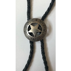Gwiazda szeryfa 29mm stare srebro krawat bolo western splatanka skóra naturalna (id: 1330)