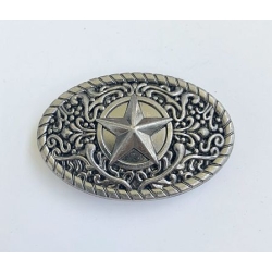 Gwiazda z ornamentem concho owalne stare srebro 45mm na śrubki (id: 3244)