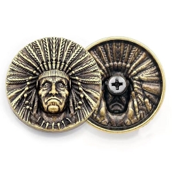 Indianin wódz okrągłe choncho na śrubkę brązowe 30mm (id: 3057)