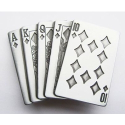 Poker karo karty klamra stare srebro (id: 2092)