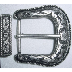 Klamra western + szlufka 485 stare srebro do paska 38mm (id: 1763)