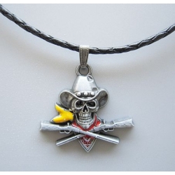KOWBOJ SKULL zawieszka z naszyjnikiem ze skóry naturalnej (id: 498)