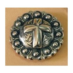 Concho KRZYŻ z wzorkiem 33mm stare srebro (id: 865)