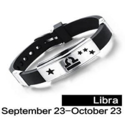 Waga Libra zodiak bransoletka ze stali chirurgicznej 316L z kauczukiem