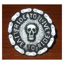 LIVE TO RIDE.. CZASZKA, skull concho 35mm stare srebro (id: 1029)