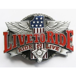 Live To Ride .. klamra stare srebro kolory (id: 145)