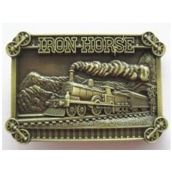 Iron Horse lokomotywa parowóz pociąg klamra  brązowa (id: 2744)