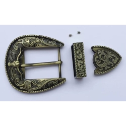 Westernowa klamra z głową byka longhorn+szlufka+końcówka do paska 40mm brąz (id: 3064)