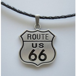 ROUTE 66 zawieszka z naszyjnikiem ze skóry naturalnej (id: 506)