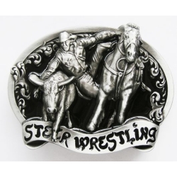 Steer wrestling klamra 3D tło czarne (id: 3213)